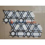 White And Blue Marble Mosaic Inlay Gold Brass Wall Tile -