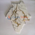 White Marble Inlay Brass Waterjet Mosaic Tile For Kichen -