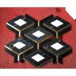 Inlay Brass Gold Black And White Marble Mosaic Star Tile -