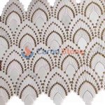 White Marble Inlay Round Brass Gold Necklace Design Stone Tile -