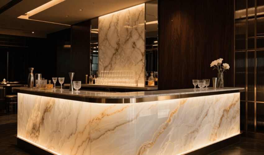 Lastre di onice per bar