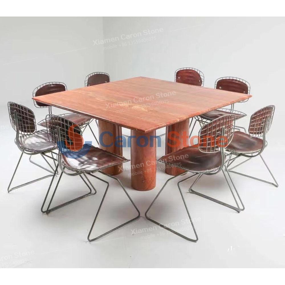 Luxury modern red travertine dining table coffee table