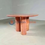 Luxury Modern Red Travertine Dining Table Coffee Table -