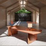 Luxury Modern Red Travertine Meeting Table -