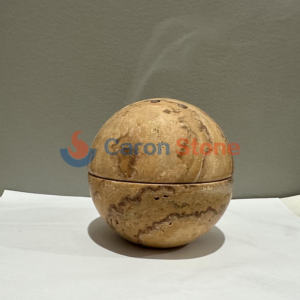 Brown Marble travertine Sphere Mubkhar Incense Burner