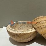 Brown Marble Travertine Sphere Mubkhar Incense Burner -