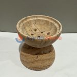 Brown Marble Travertine Sphere Mubkhar Incense Burner -