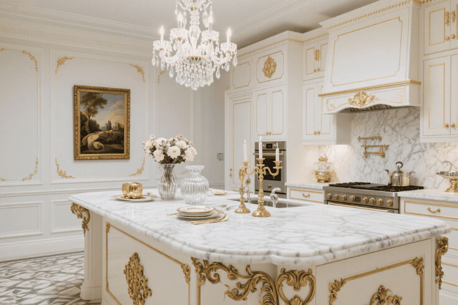 Luxury kitchen marble countertops