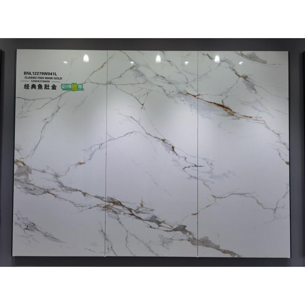 Artificial sintered stone in Calacatta Gold veins