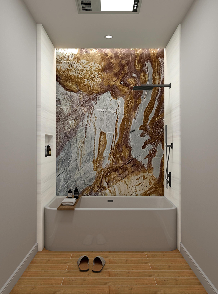 Atacama Gold Quartzite bathroom wall cladding