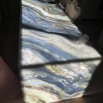 Backlit Translucent Blue Marble Kitchen Island with LED Light | Ocean-Wave Blue Veining Stone Countertop
