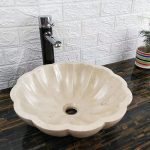 Natural Beige Marble Round Petal Sink for Modern Bathroom Vanities