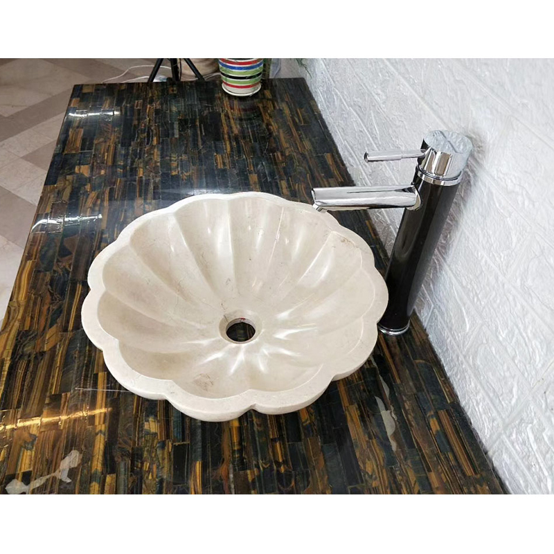 Beige Marble Round Petal Sink 1 베이지 대리석 원형 꽃잎 싱크대