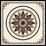 Classic Beige and Brown Marble Floor Medallion | Waterjet Inlay | Caron Stone