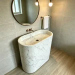 Bespoke Carrara White Marble Washbasin | Freestanding Pedestal | Caron Stone