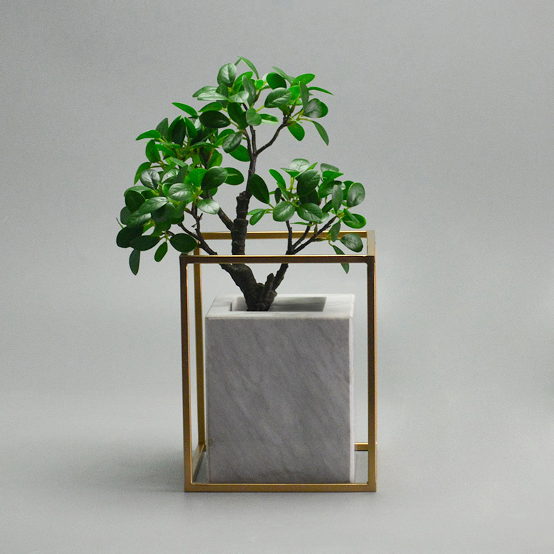 Black marble flower pot modern design