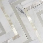 Calacatta Gold Marble With Pearl Shell Herringbone Mosaic Tile -