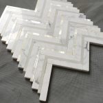Calacatta Gold Marble With Pearl Shell Herringbone Mosaic Tile -