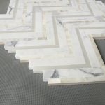Calacatta Gold Marble With Pearl Shell Herringbone Mosaic Tile -