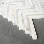 Calacatta Gold Marble With Pearl Shell Herringbone Mosaic Tile -