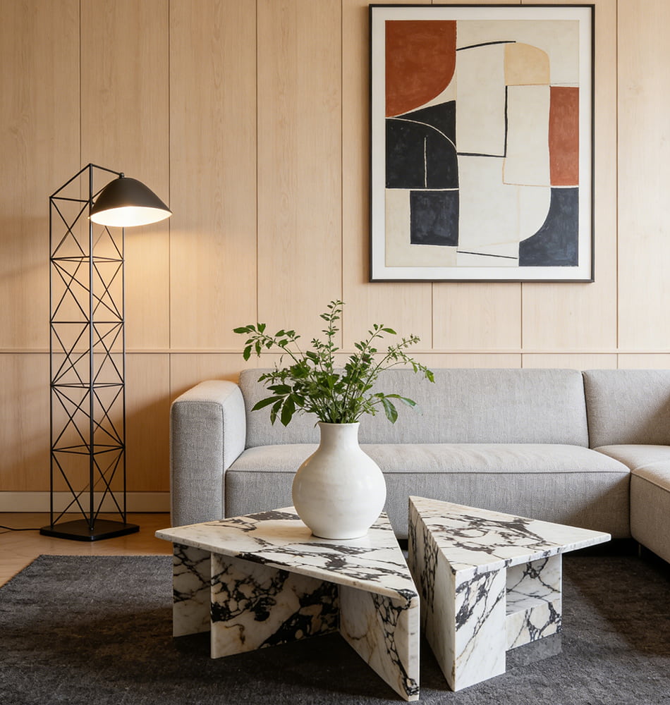 Calacatta Viola Marble Geometric Coffee Table
