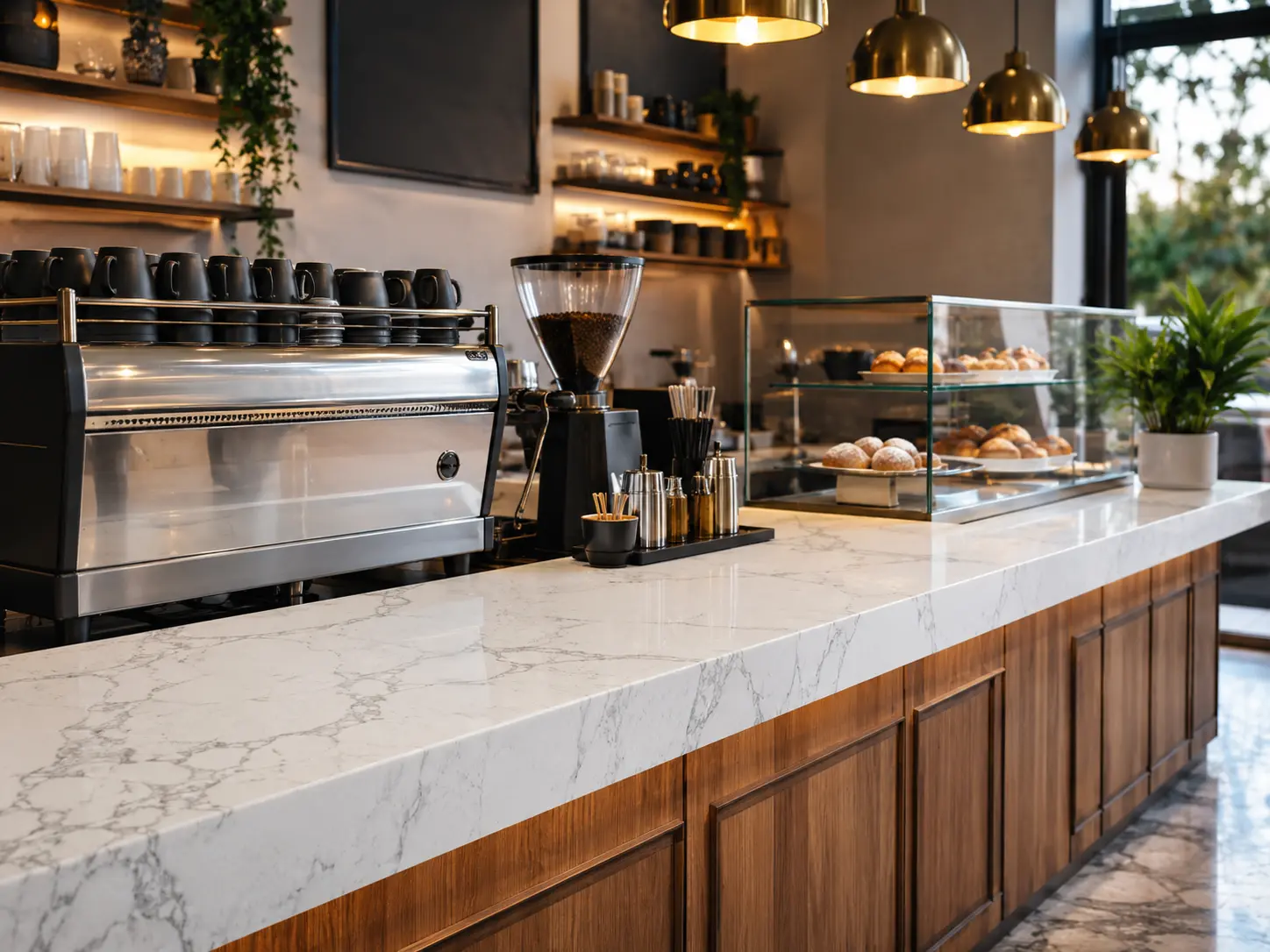 Carrara Quartz for Coffee Shop Countertops Carrara Quartz for Coffee Shop Countertops