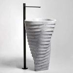 Carrara White Marble Artistic Freestanding Pedestal Sink