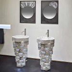 Carrara White Marble Flower-Shaped Freestanding Pedestal Sink