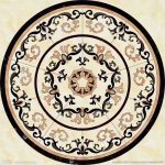 Circular Floor Marble Medallion With An Elaborate Design -