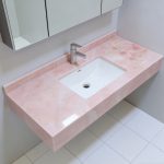Translucent Pink Onyx Vanity Top | Custom Rose Stone Bathroom Counter – Caron Stone