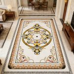 Luxury Rectangular Marble Waterjet Medallion | Stone Floor Inlay Rug – Caron Stone