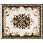 Emperador Dark Border Baroque Marble Inlay Rug in Ivory & Gold | Factory Direct