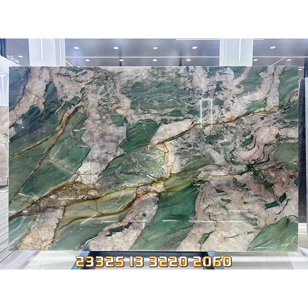 Fuchsite Crystal Quartzite green base with translucent crystal