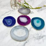 Precious Gold Plated Agate Stone Slices Coasters -
