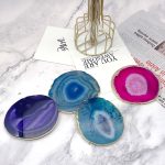 Precious Gold Plated Agate Stone Slices Coasters -