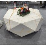 Golden Spider Marble Golden-Yellow Veining On Pure White Background -