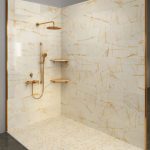 Golden Spider Marble Golden-Yellow Veining On Pure White Background -