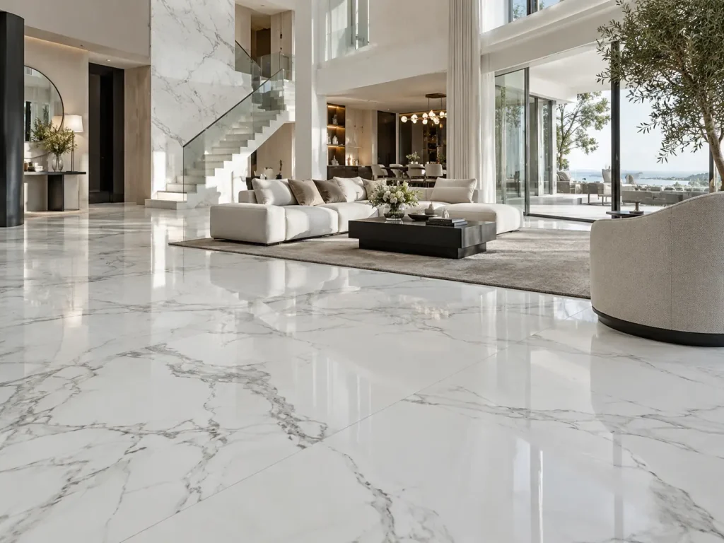 Large Format Marble Look Porcelain Tiles for Luxury Interiors