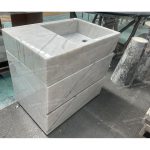 Lilac White Marble Freestanding Vanity Sink With 2 Drawers