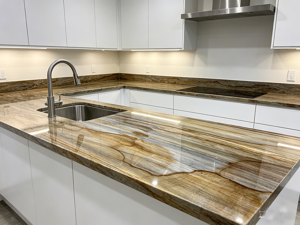 Luxury Kitchen Countertops with brown and gold color