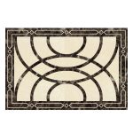 Modern Geometric Arc Waterjet Marble Border Inlay Rug | Factory Direct