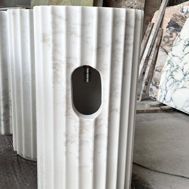 Modern White Marble Pedestal Sink1 Lavello moderno a piedistallo in marmo bianco