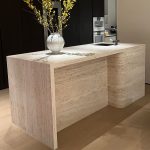 Natural Beige Travertine Kitchen Island with Cabinets | Custom Stone Furniture – Caron Stone