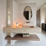 Natural Beige Travertine Vanity Sink | Custom Floating Stone Basin – Caron Stone
