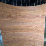 Natural Thin Red Travertine Veneer – Sunset Linear Vein Flexible Stone Panel for Curved & Flat Surfaces