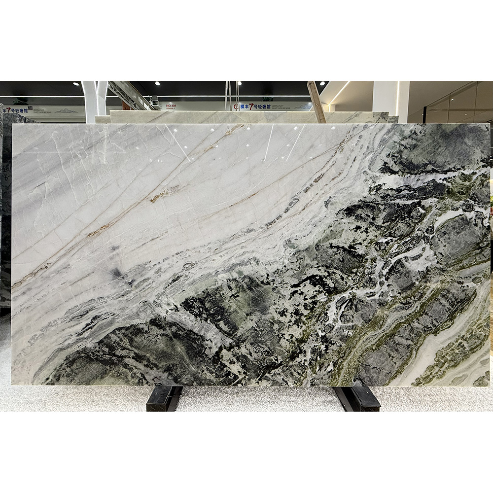 Chinese Northland Cedar Marble with Green Veins and White Canvas, Infinite Style