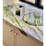 Chinese Northland Cedar Marble With Green Veins And White Canvas, Infinite Style -