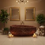 Opulent Rosso Levanto Marble Freestanding Bathtub – Hand-Carved Luxury for Dramatic Interiors