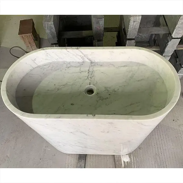 Oval Carrara Marble Freestanding Sink2 Oval Carrara Marble Freestanding Sink2