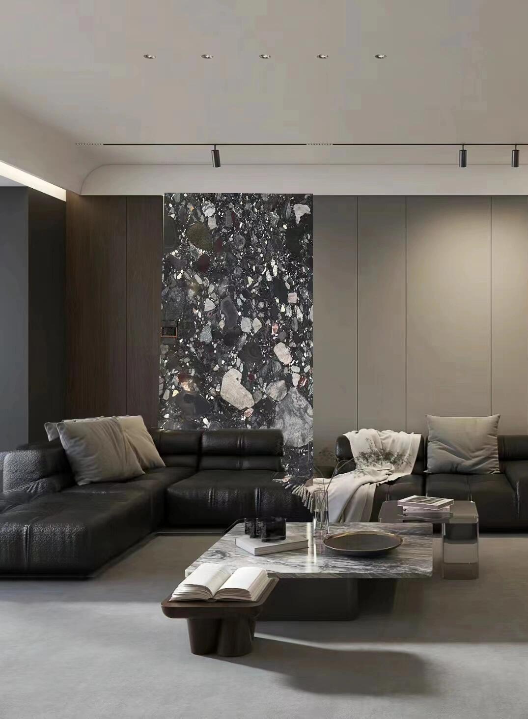 Pebble Black Granite wall cladding